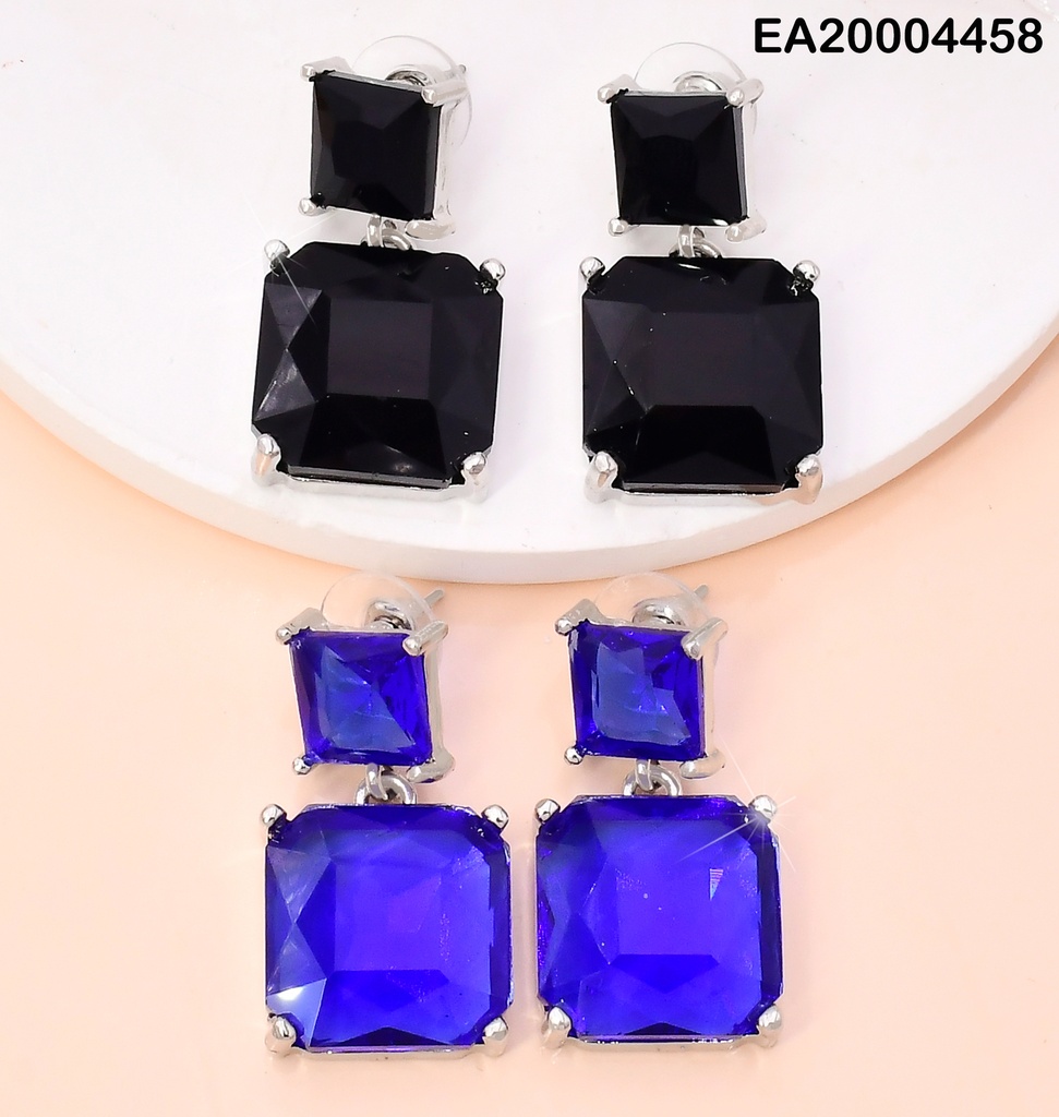 ARETES PLAT GALVANOPLASTIA 2 CUADROS PQ-GR⬛-🟦 EE3955-317