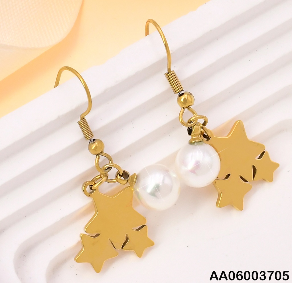 ARETES COLGAR PLACA 3 ESTRELLA C/PERLA KE102732-Z