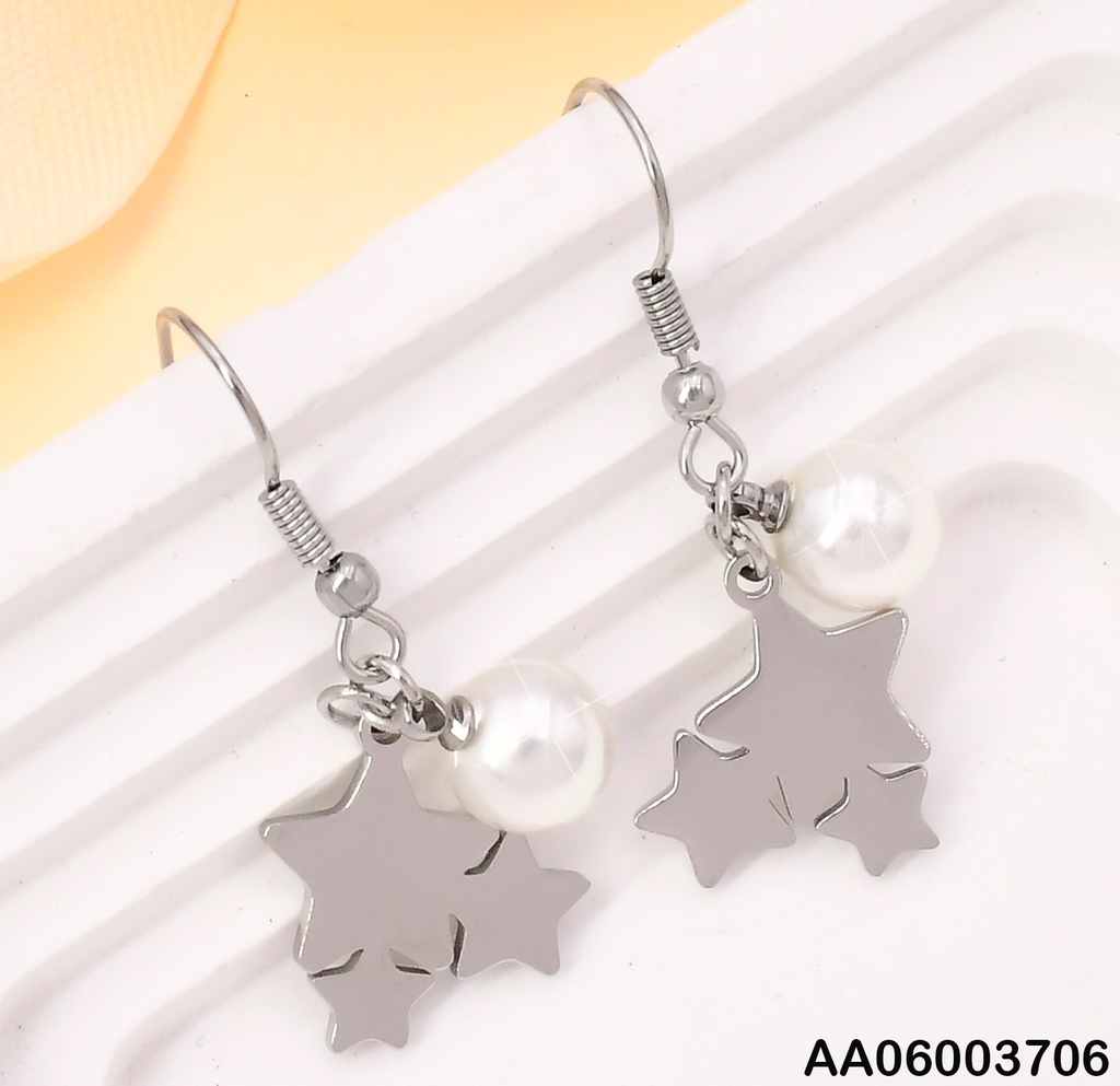 ARETES PLAT.COLGAR PLACA 3 ESTRELLA C/PERLA KE102731-Z