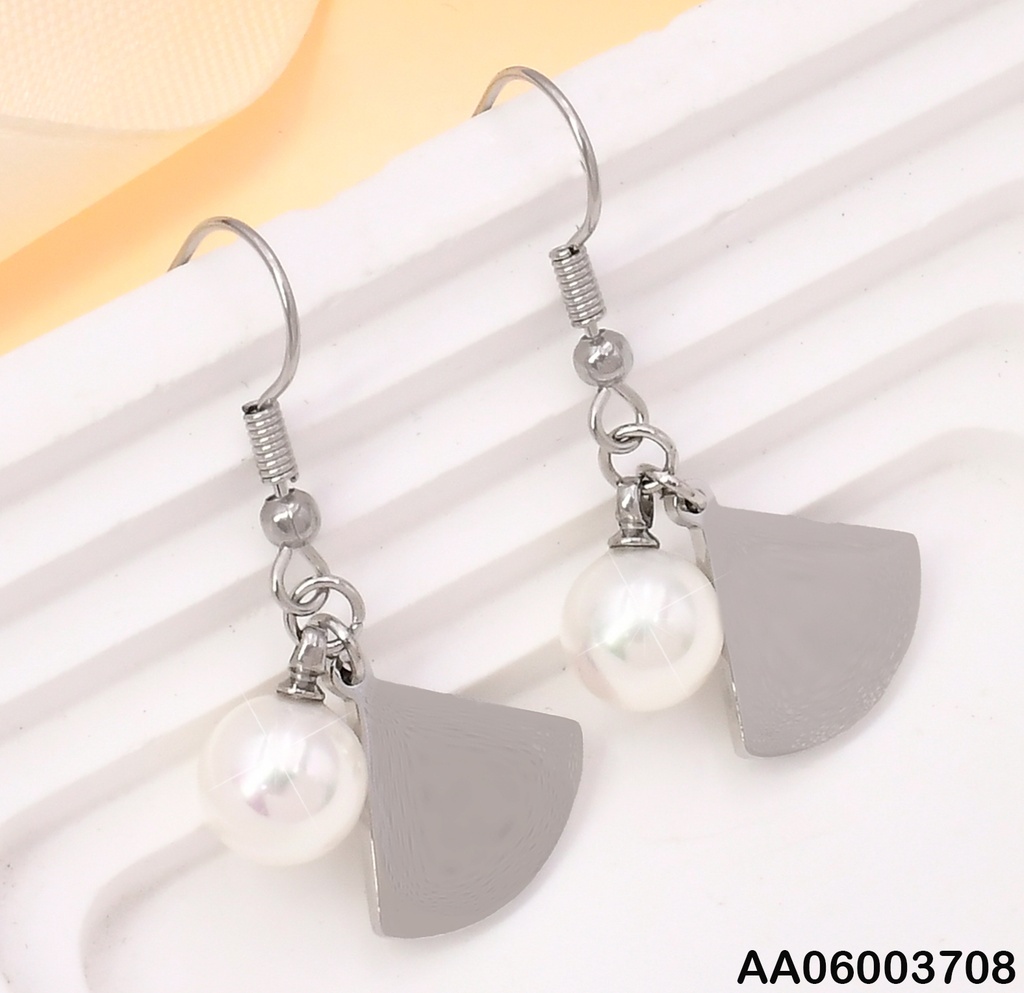 ARETES PLAT.COLGAR PLACA TRIANGULO C/PERLA KE102729-Z