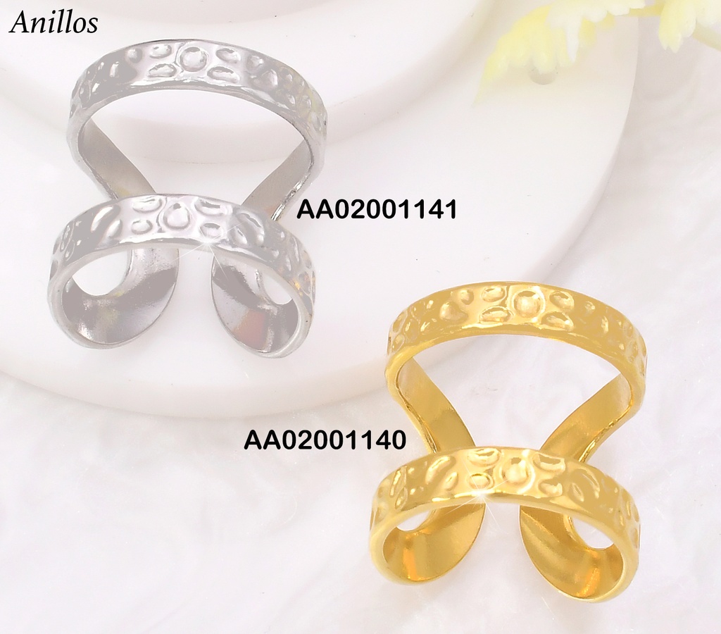 ANILLO DORADO/ EFECTO DOBLE/ PUNTEADO KR113047- QY
