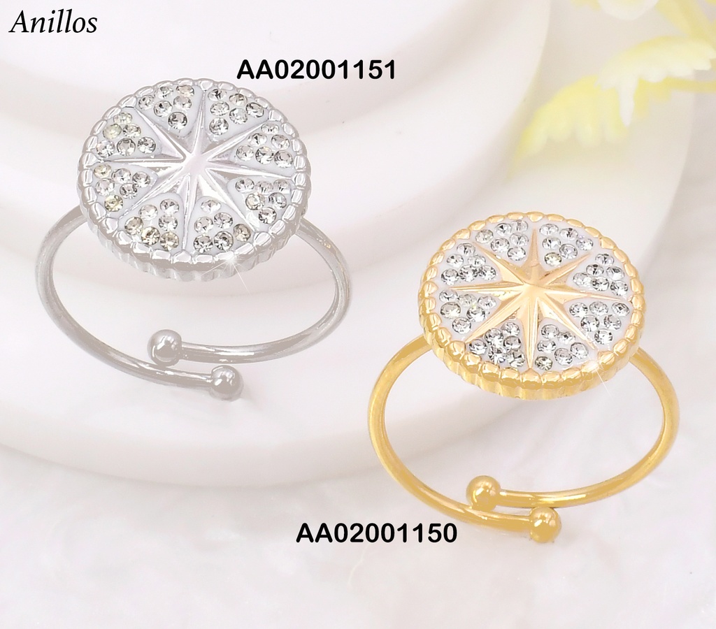 ANILLOS DOR AJUSTABLE CIRCULO ZIRC/ESTRELLA CENTRO KR113059- QY