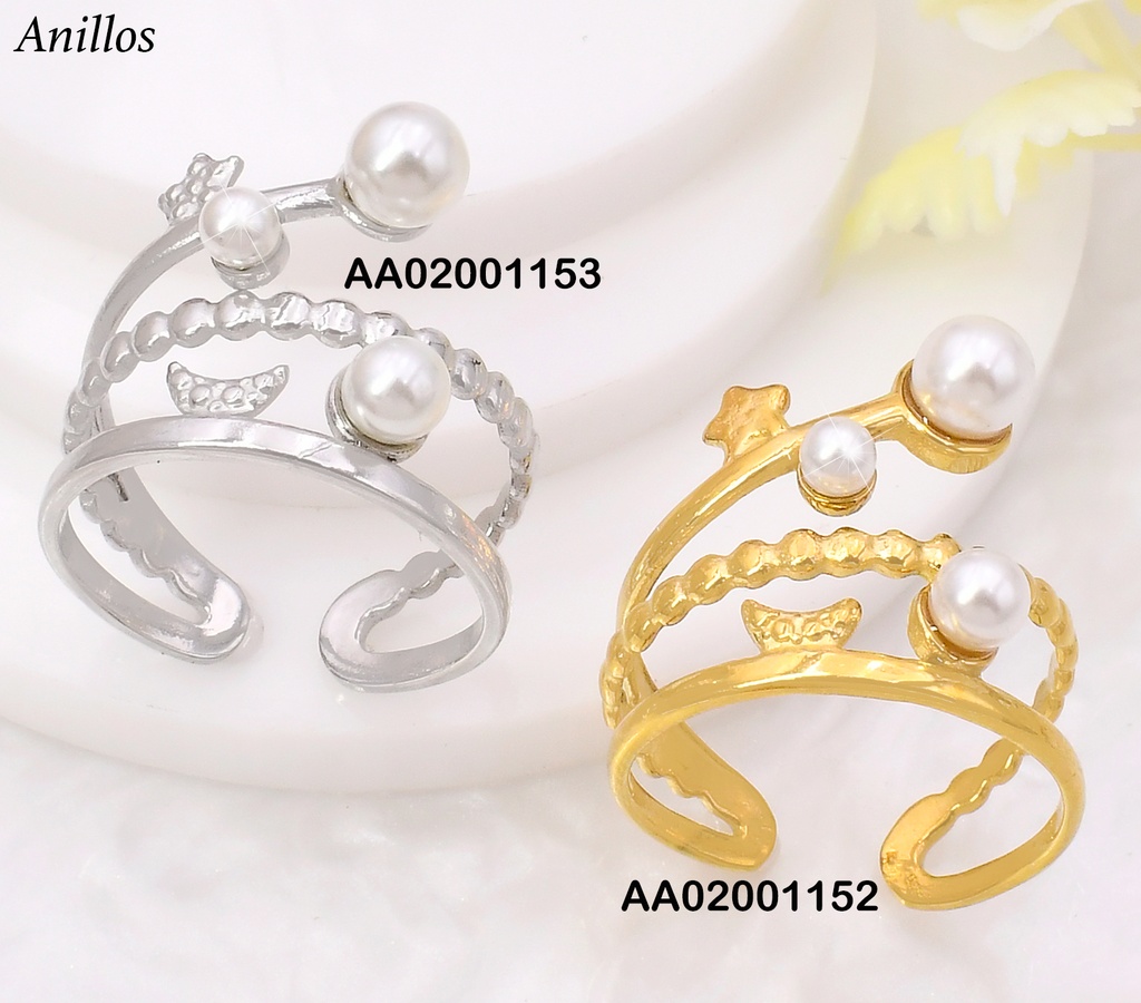 ANILLO DOR LINEA LISA/PELOTITAS/PERLAS/ESTRELLA/LUNA KR113050- QY