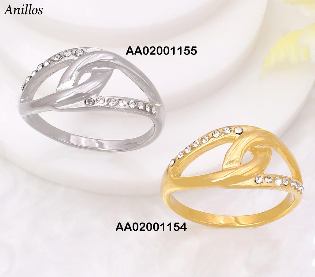 ANILLO PLAT LINEAS ENTRELAZADAS LISAS/ZIRC.KR113178- LK