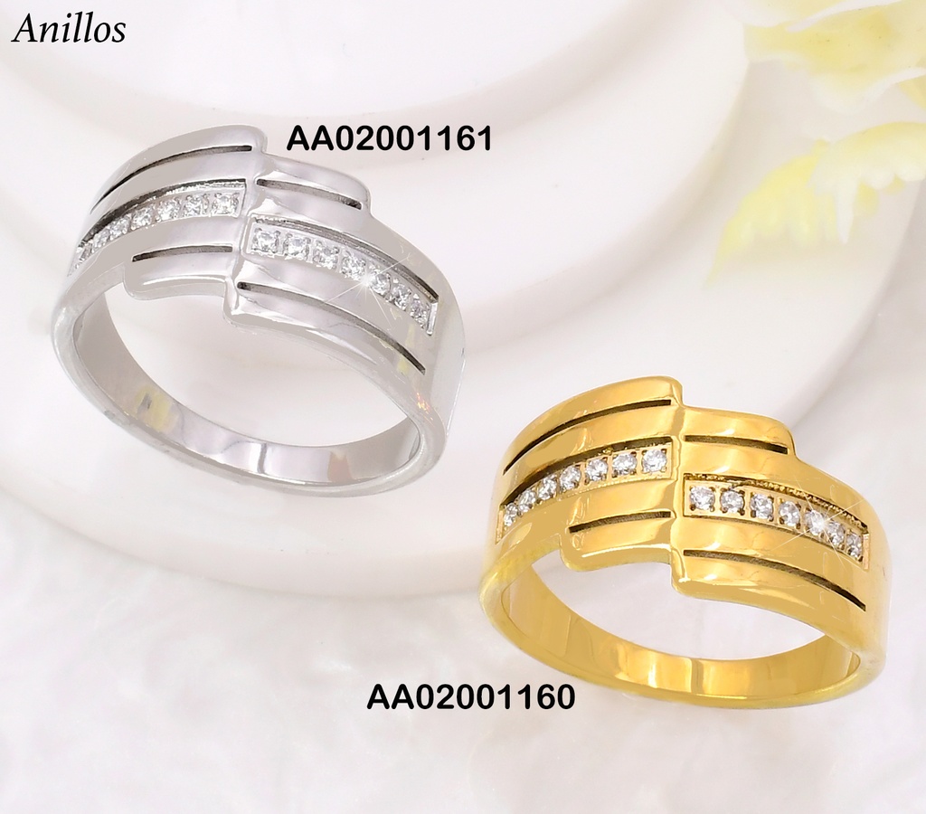 ANILLO PLAT LINEAS LISAS/ZIRC. KR113241- YH