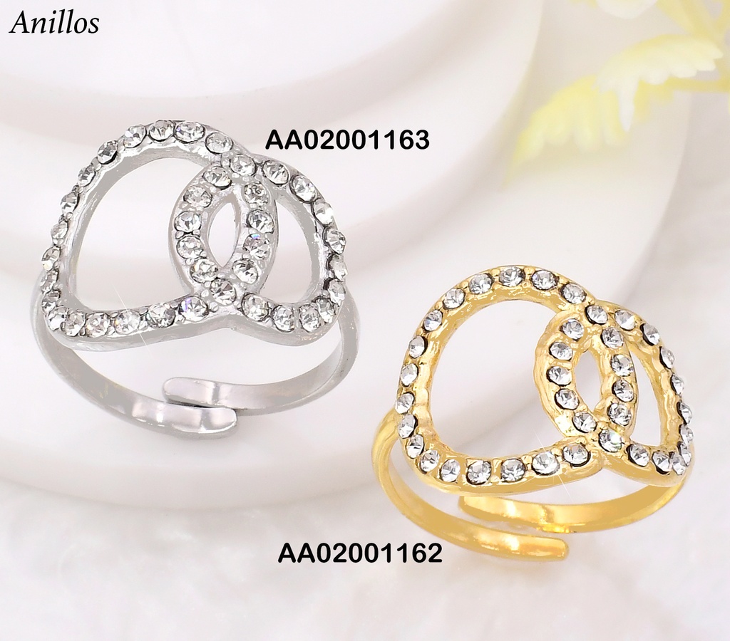 ANILLOS DOR CIRCULOS ENTRELAZADOS ZIRC. KR113048- QY