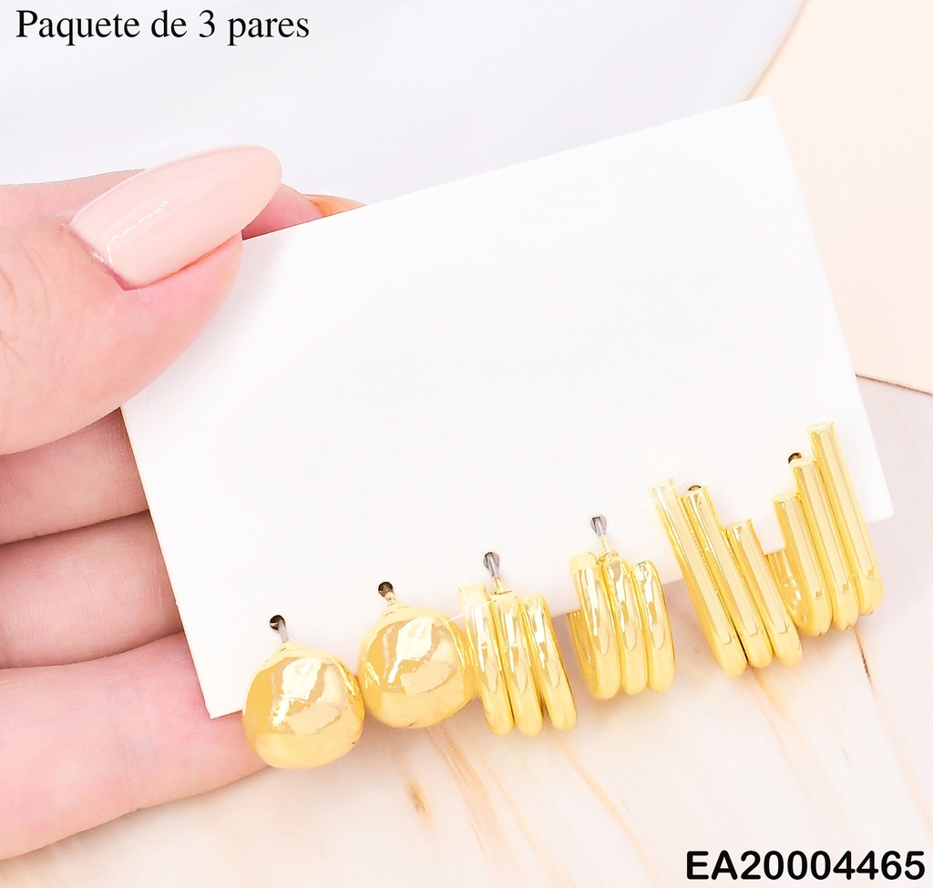 PAQ. 3 PARES ARETES GALVANOPLASTIA/GOTA/ "J" SE948-301