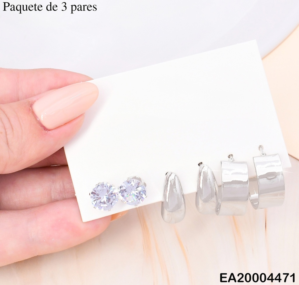 PAQ. 3 PARES ARETES GALVANOPLASTIA ZIRC/GOTA/"C" SE969-301