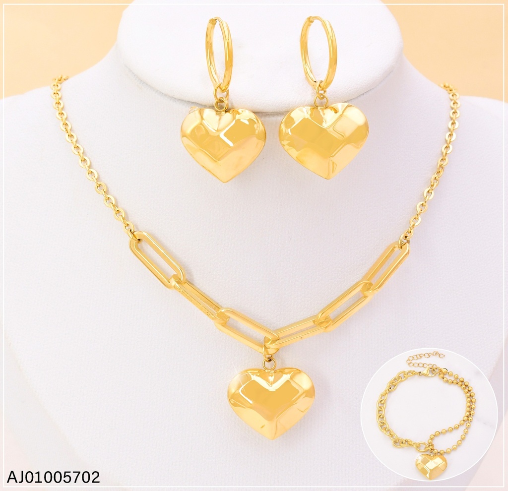 SET DOR. ELABONES LARGOS/ CORAZON INFLADO/PULSERA KS225466-Z