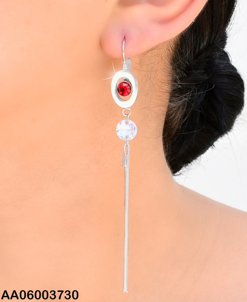 ARETES HUGGIES OVALO/ZIRC. ROJA/ZIRC. CIRSTAL COLGANTES KE105897-PY