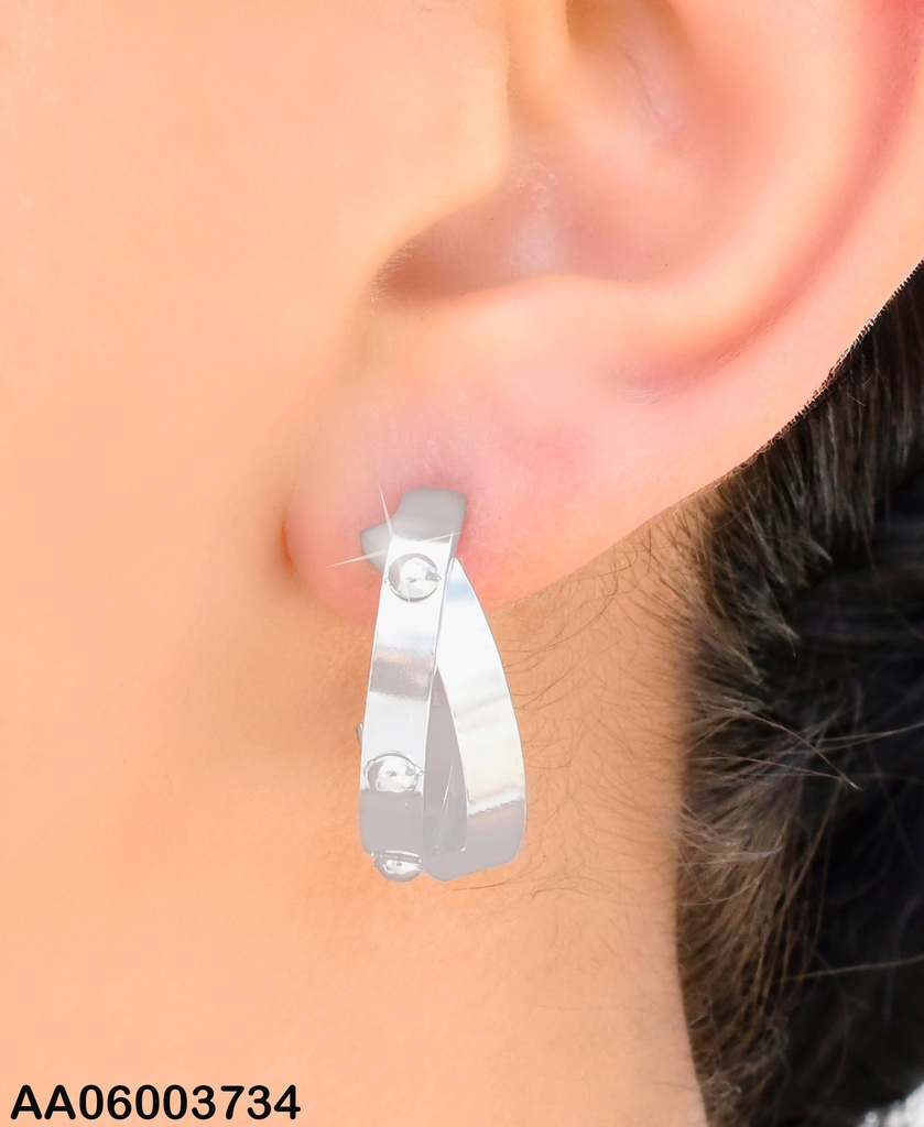 ARETES PLAT  "C" DOBLE PELOTITAS KE119260-SP