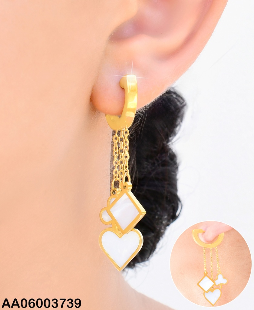 ARETES "U"  /CORAZON/TREBOL/ROMBO BLANCOS KE111039-SP
