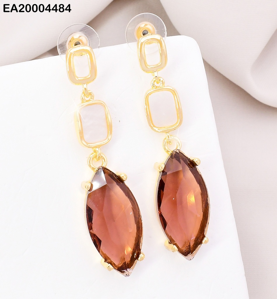 ARETES GALVANOPLASTIA RECTANG(2) PIEDRAS OV.CAFE EE3956-317