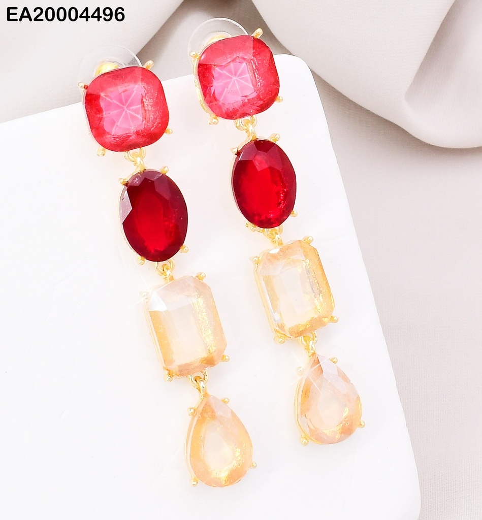 ARETES GALVANOPLASTIA ROSA/OV ROJO/RECT/GOTA EE3914-98