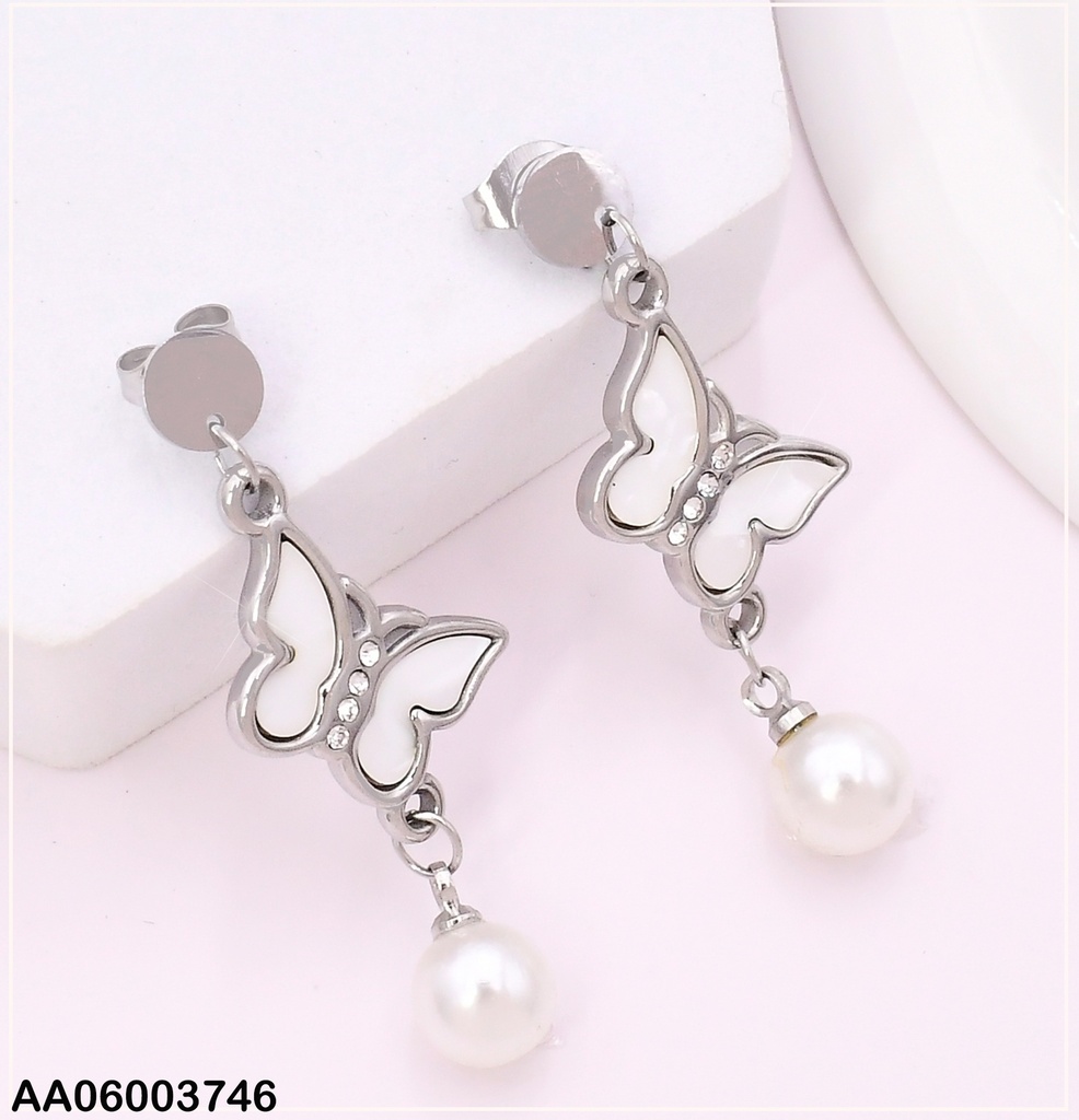 ARETES PLAT CIRCULO PLAT/MARIPOSA BLANCA/PERLA KE103662-TLA