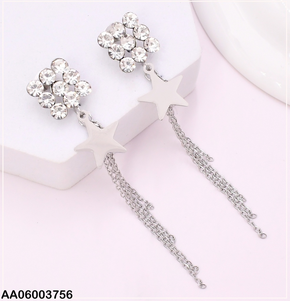 ARETES PLAT CUADRO ZIRC. RD/CADENITAS/ESTRELLA KE102558-NJ