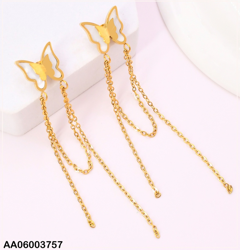 ARETES DOR MARIPOSA BLANCA/ 🦋 PQ CENTRO/CADENITAS KE103779-HM