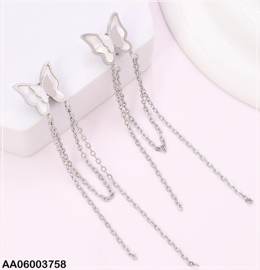 ARETES PLAT MARIPOSA BLANCA/ 🦋 PQ CENTRO/CADENITAS KE103779-HM