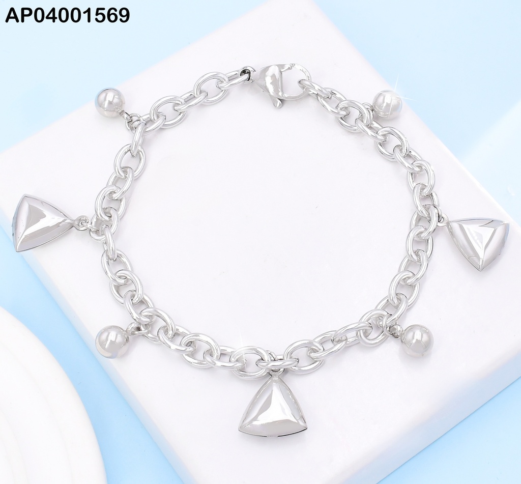 PULSERA PLAT PELOTITAS/TRIANGULOS KB204718-Z
