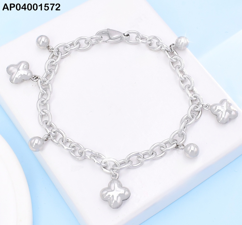 PULSERA PLAT PELOTITAS/FLORES KB204720-Z