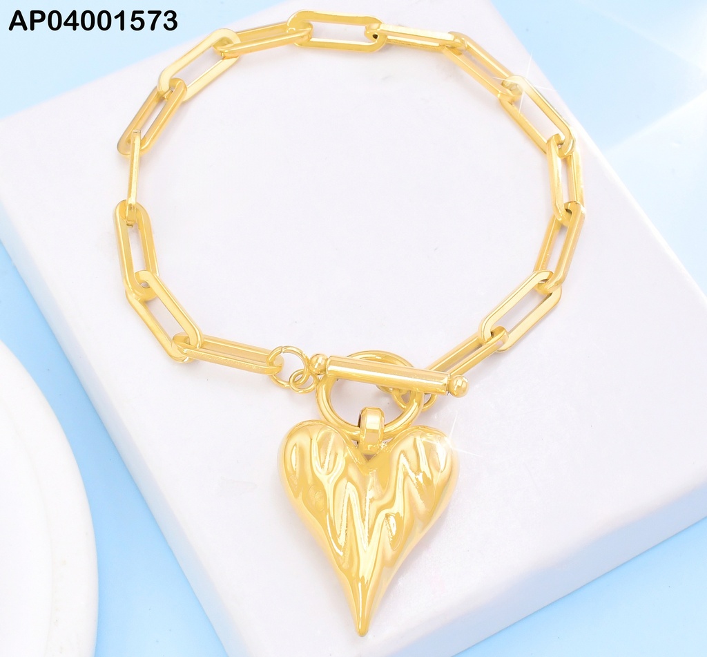 PULSERA DOR CORAZON INFLADO ALARGADO/CIERRE TIFFANY KB205148-Z
