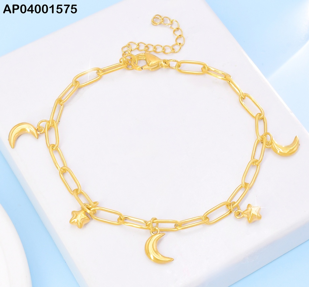 PULSERA DOR ESLAB. ALARGADO/ESTRELLA/LUNA/KB203362-ZG