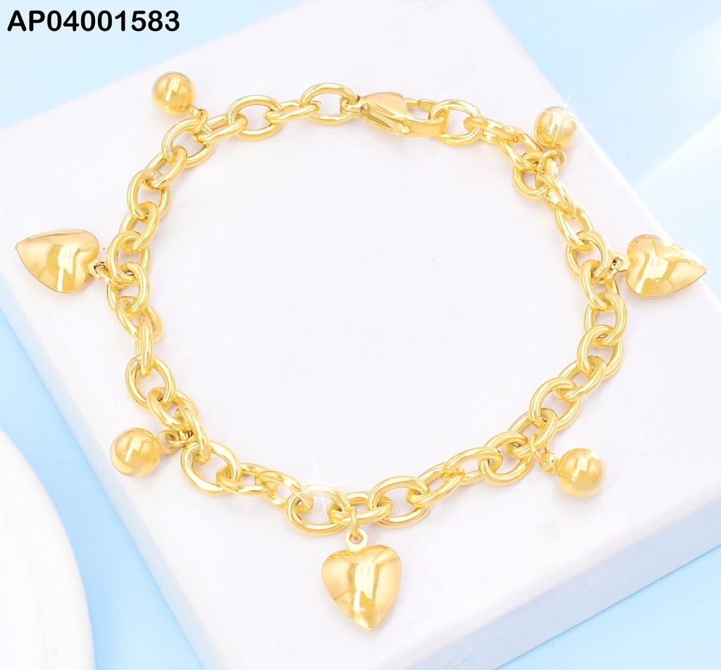 PULSERA DORADA DIJES CORAZONES/PELOTITAS KB204715-Z