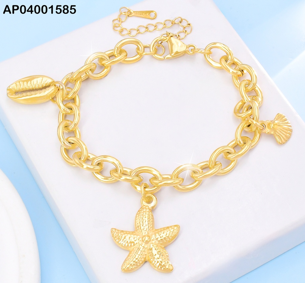 PULSERA DORADA DIJES ESTRELLA DE MAR/OSTRA KB204415-Z