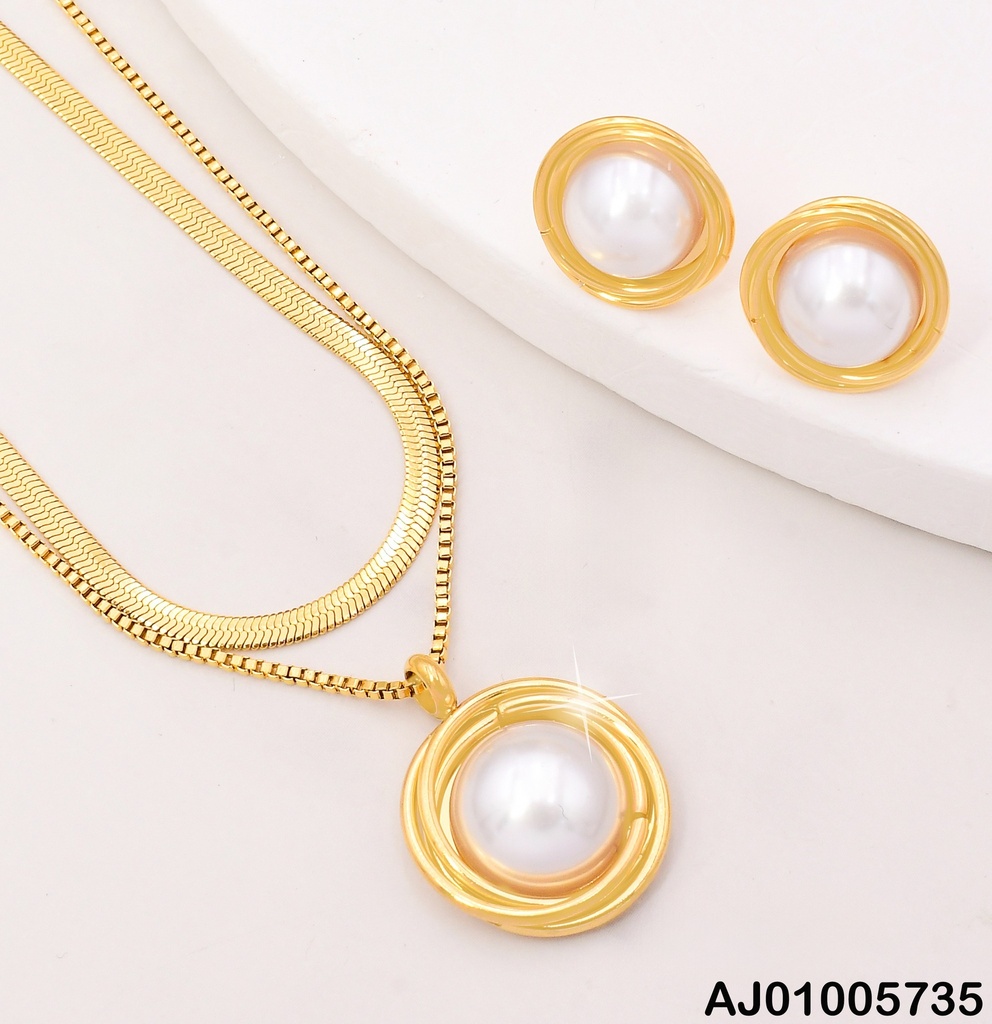 SET DOBLE CAD.RD DOR.MEDIA PERLA CENTRO SA1056-45