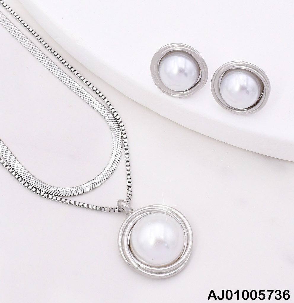 SET PLAT.DOBLE CAD.RD DOR.MEDIA PERLA CENTRO SA1057-45