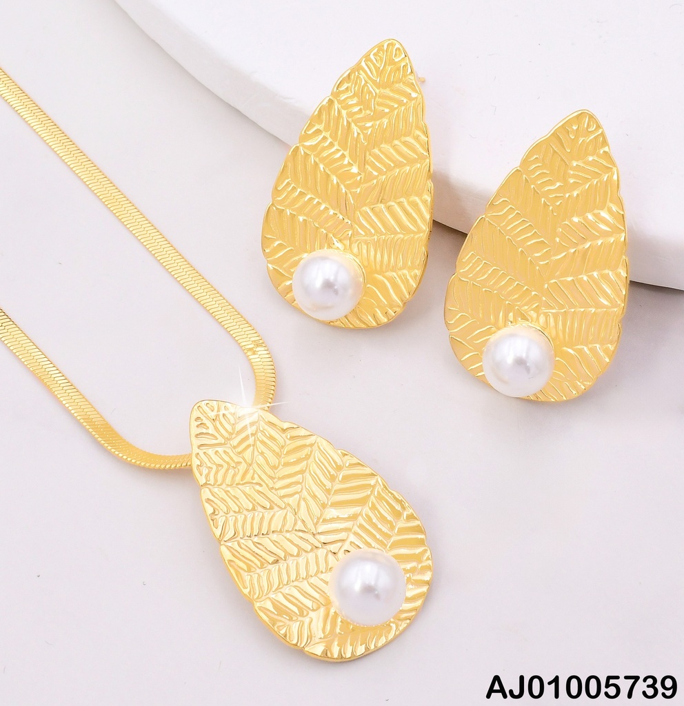 SET HOJA C/GRABADOS PERLA PARTE INFERIOR SA1066-45