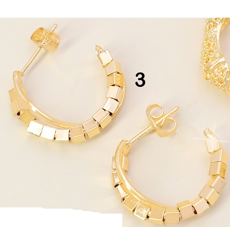 ARETES "C" 2 LINEAS ENTRELAZADAS LISA/ ⬜ E4302-304
