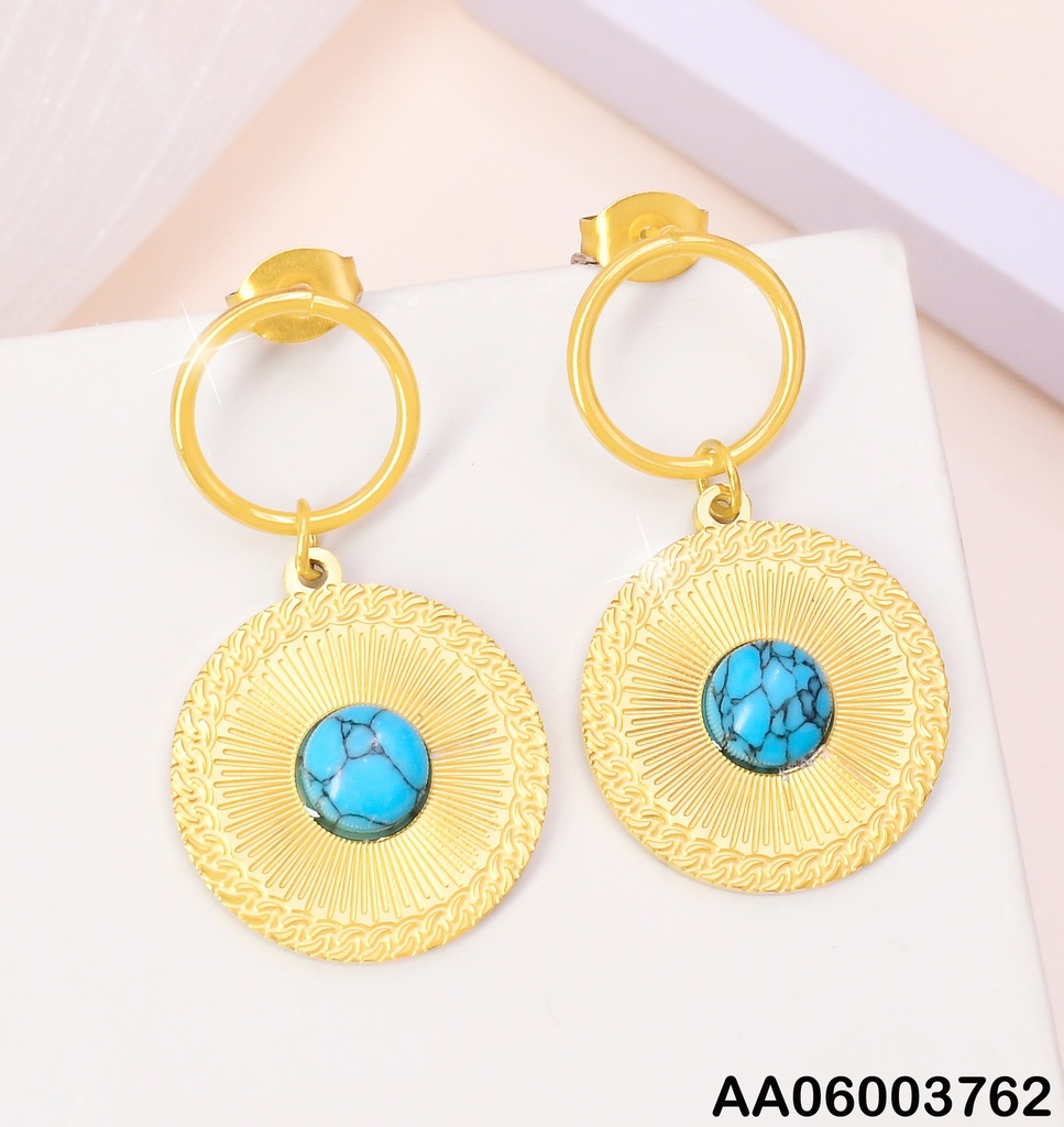 ARETES CIRCULO-PLACA RD.C/MEDIA PELOTA🔵 KE119066-JM