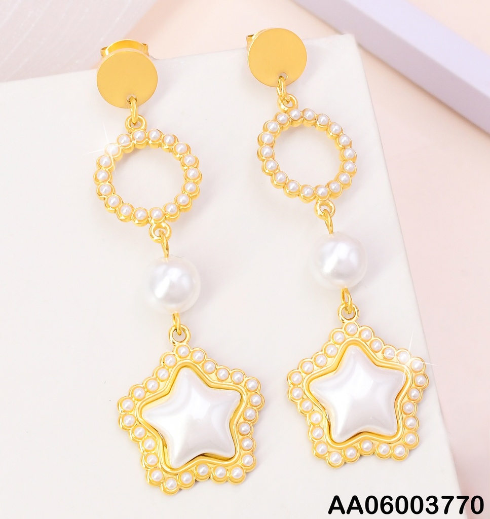 ARETES PLACA RD/CIRCULO/PERLA/ESTRELLA BLANCA KE105452-BI