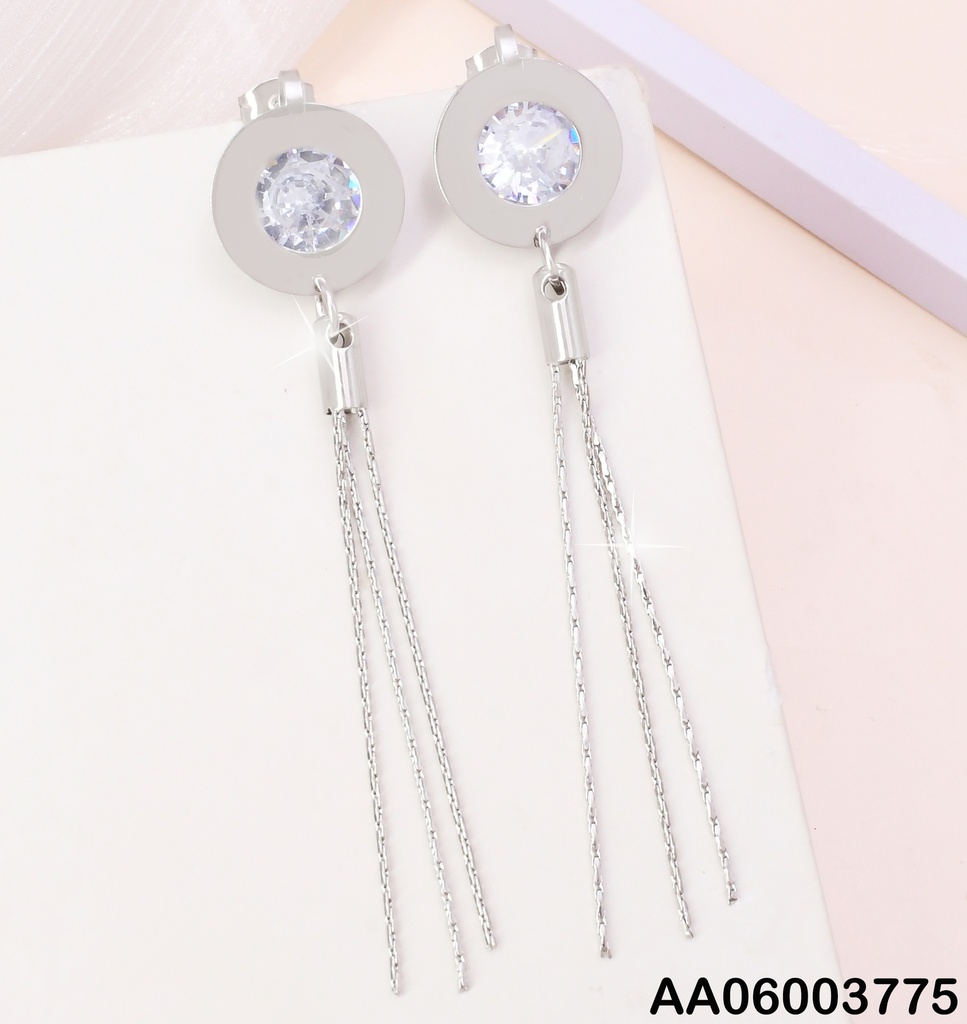 ARETES PLAT. CIRC.DOBLE ZIRC.CENTRO C/3 LINEAS KE105892-PY