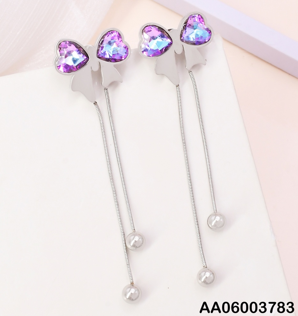 ARETES PLAT LAZO CORAZONES TORNASOL C/2 PELOTITAS KE117045-HM
