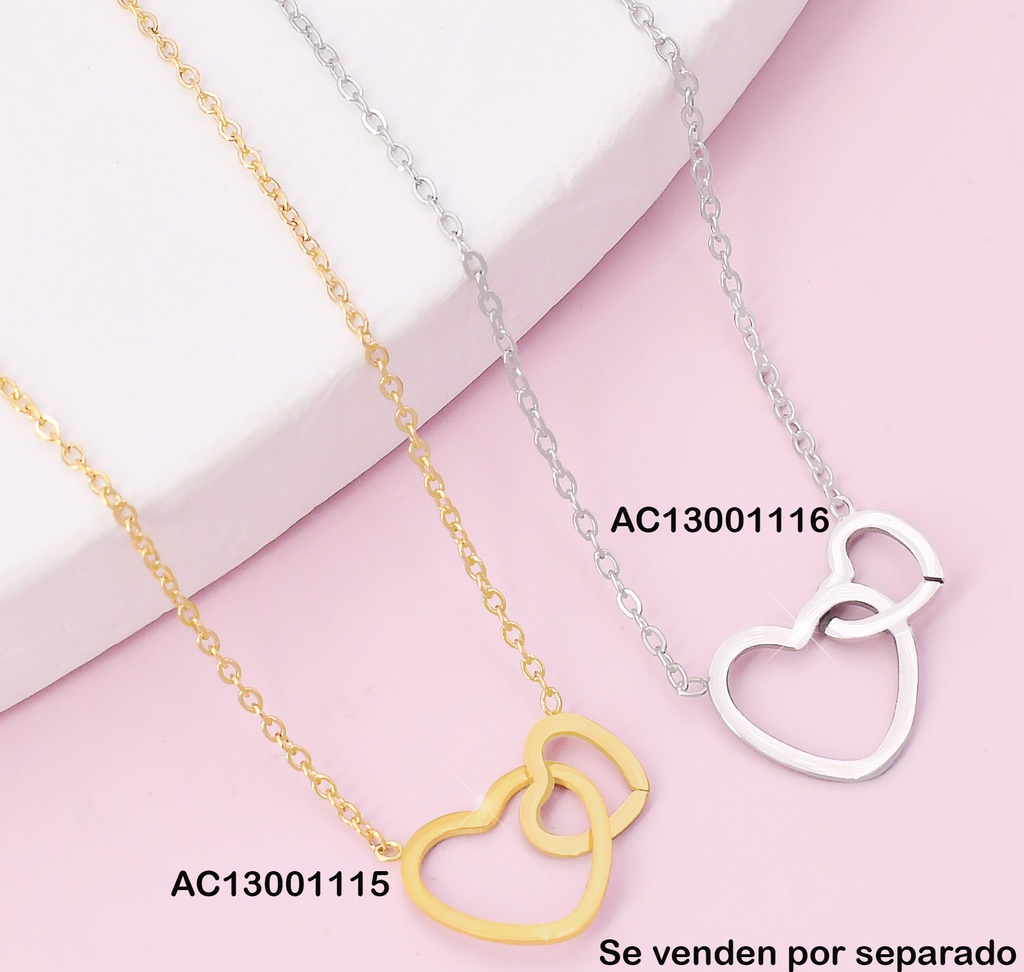 CADENA DORADA CROQUI CORAZONES ENTRELAZADOS KN292268