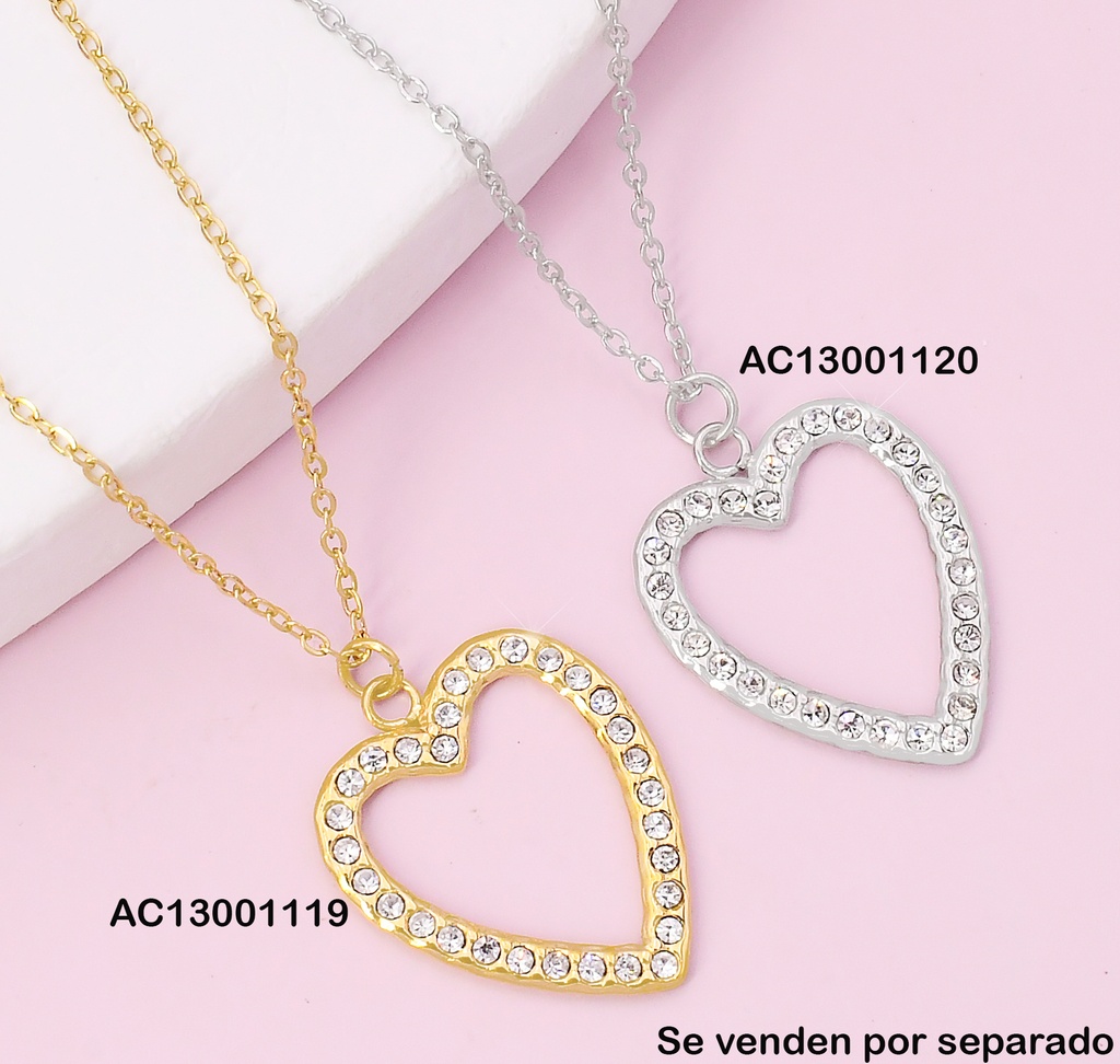 CADENA DOR CROQUI CORAZON ZIRC. KN292262