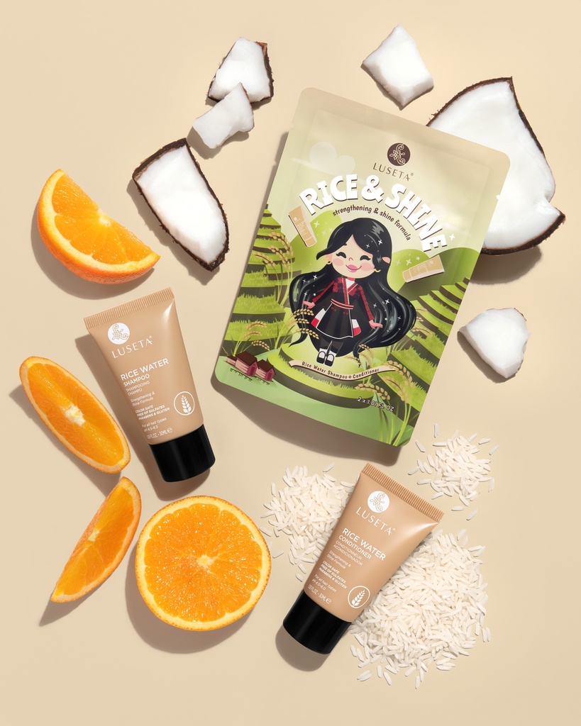KIT LUSETA SHAMPOO & ACONDICIONADOR RICE & SHINE L6182T-83T