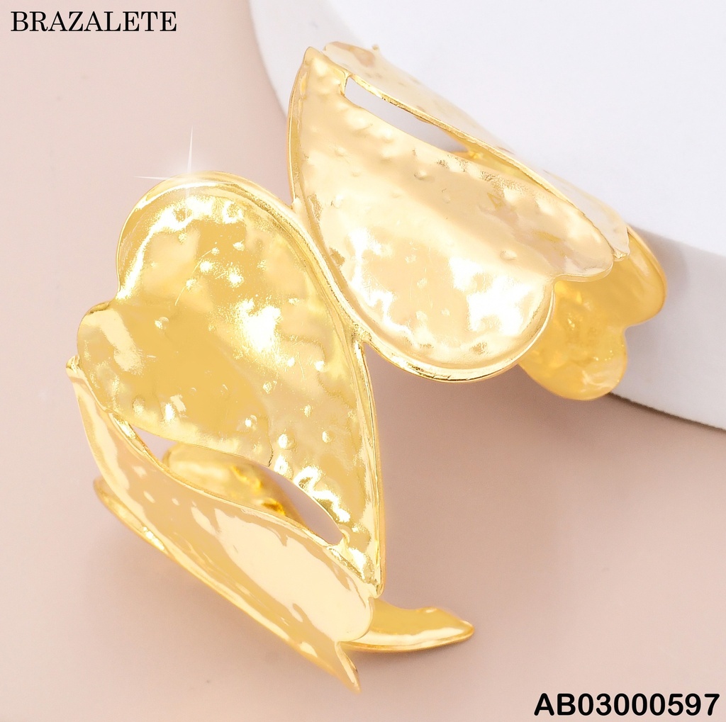 BRAZALETE DOR CORAZONES ALTERNADOS PUNTEADOS BA2265-45