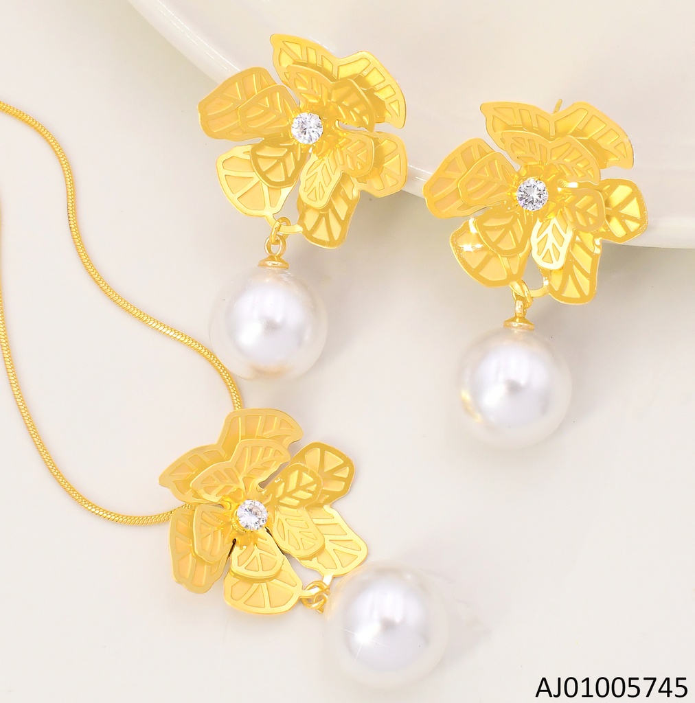 SET DOR FLOR ZIRC. CENTRO / PERLA COLGANTE SA1163-45