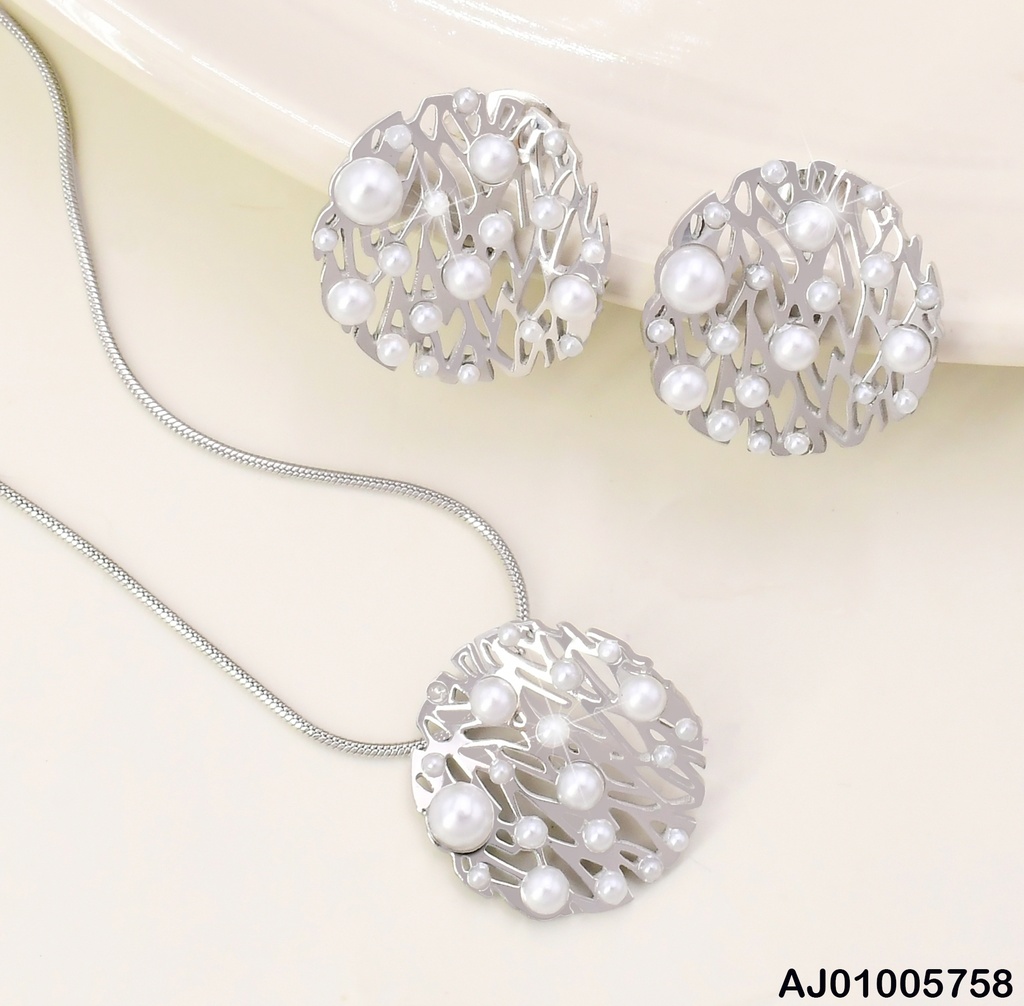 SET PLATEADO CIRCULO CALADO PERLITAS SA1174-45