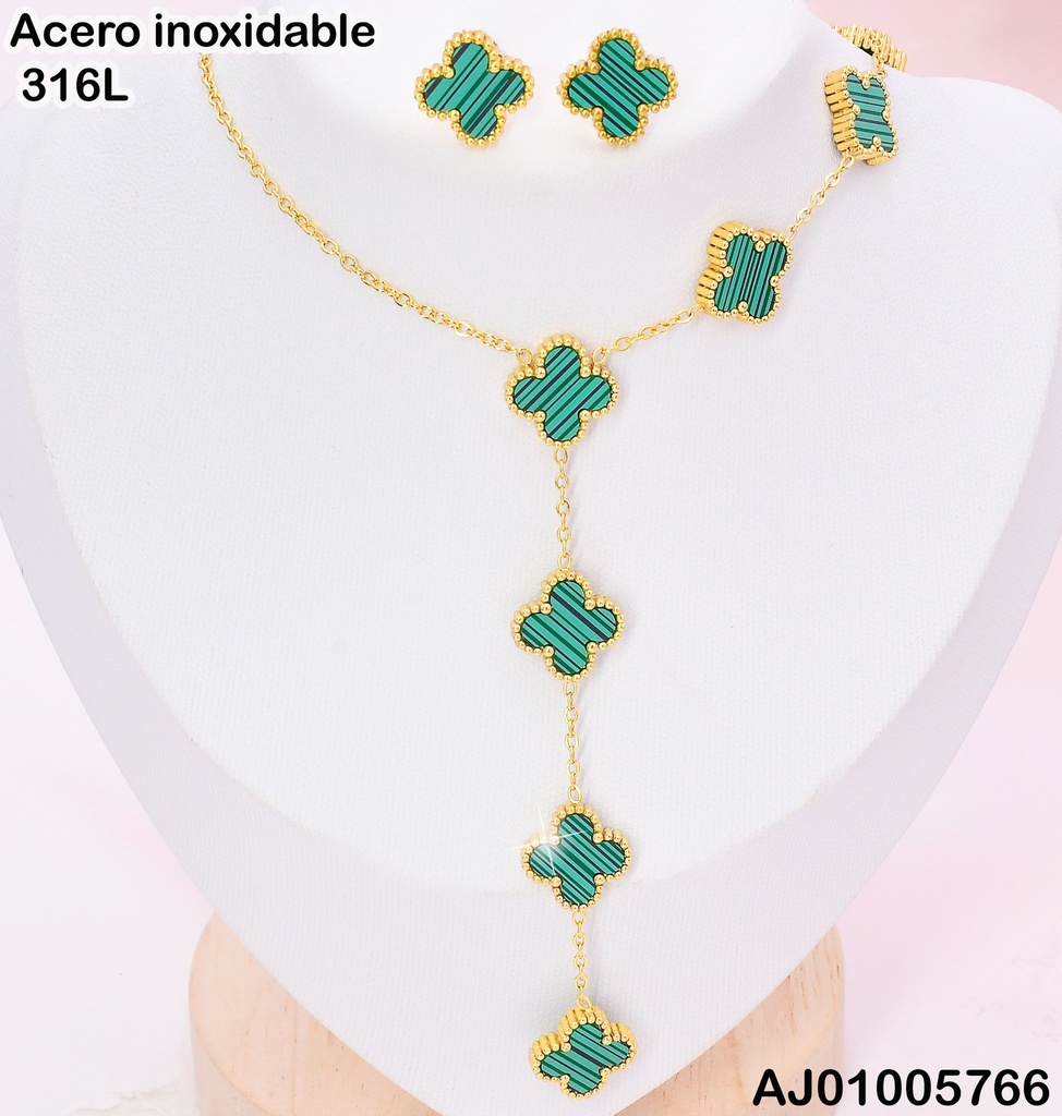 SET DORADO VAN CLEEF VERDES RAYADOS (7) SA1080-331