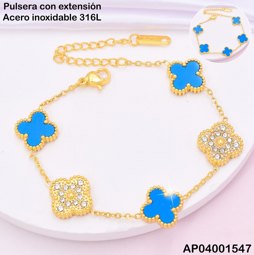 PULSERA DOR VAN CLEEF (5) AZUL / ZIRC. BA2134-331