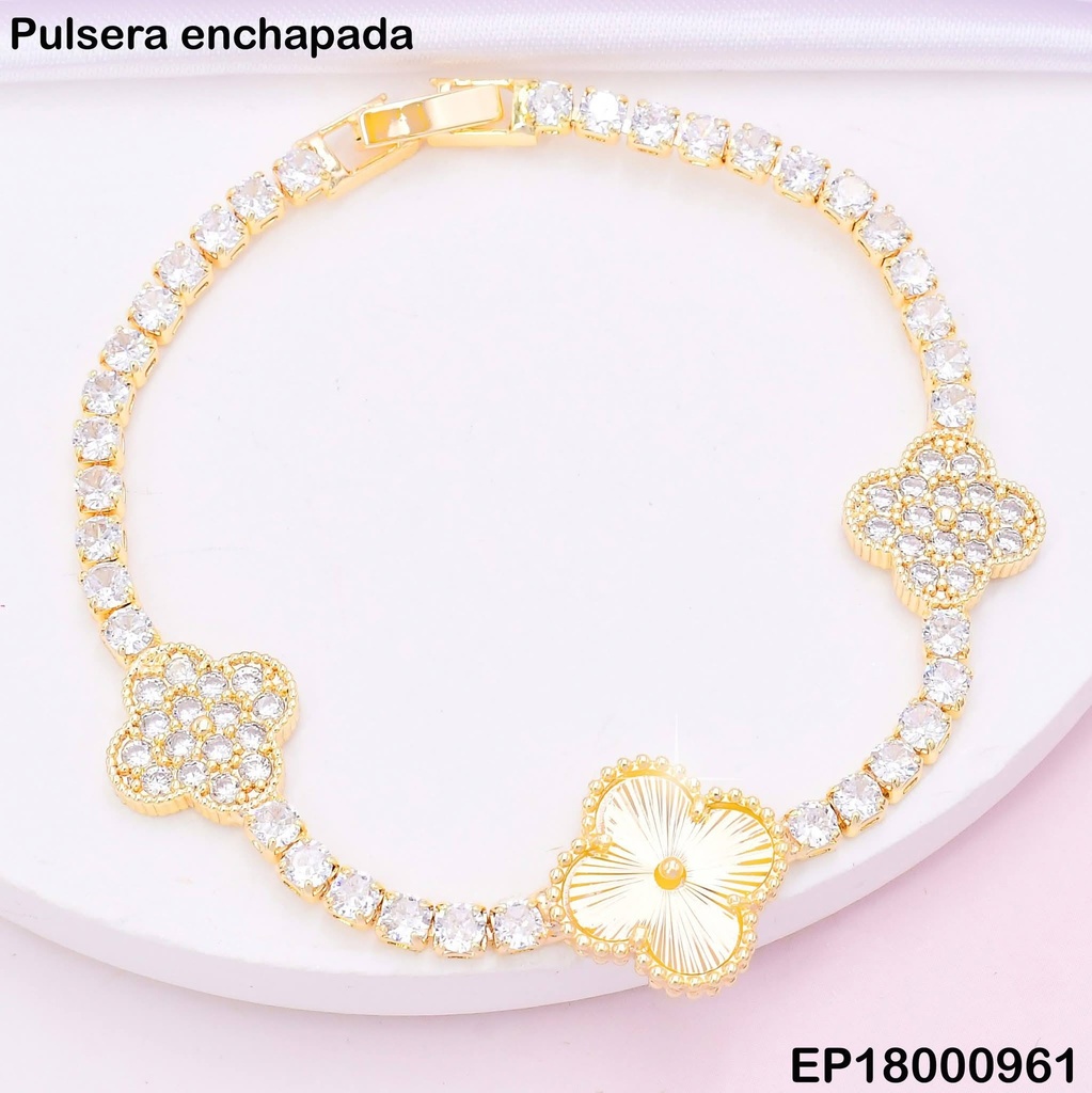 PULSERA DOR VAN CLEEF ZIRC. /CENTRO LISO BE498-318