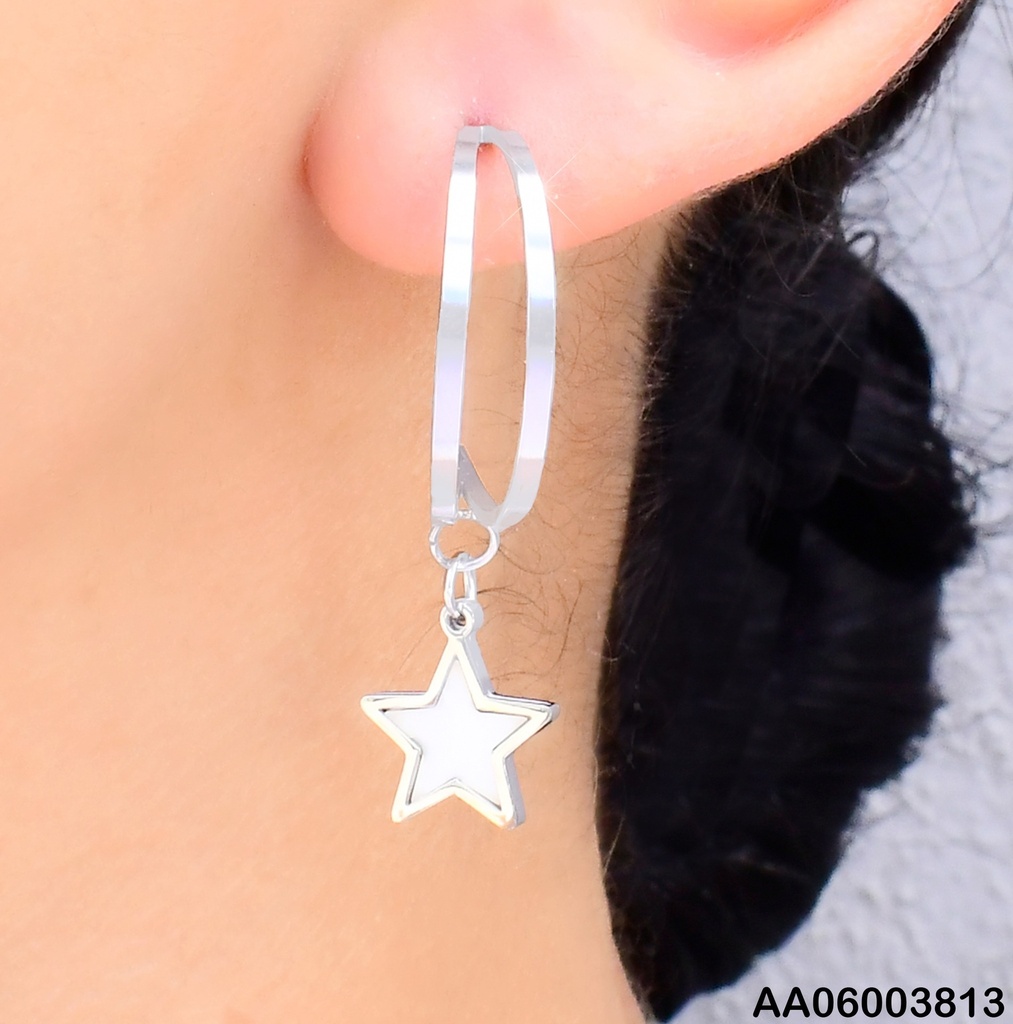 ARETES PLAT."CC" C/ESTRELLA BLANCA KE111038-SP