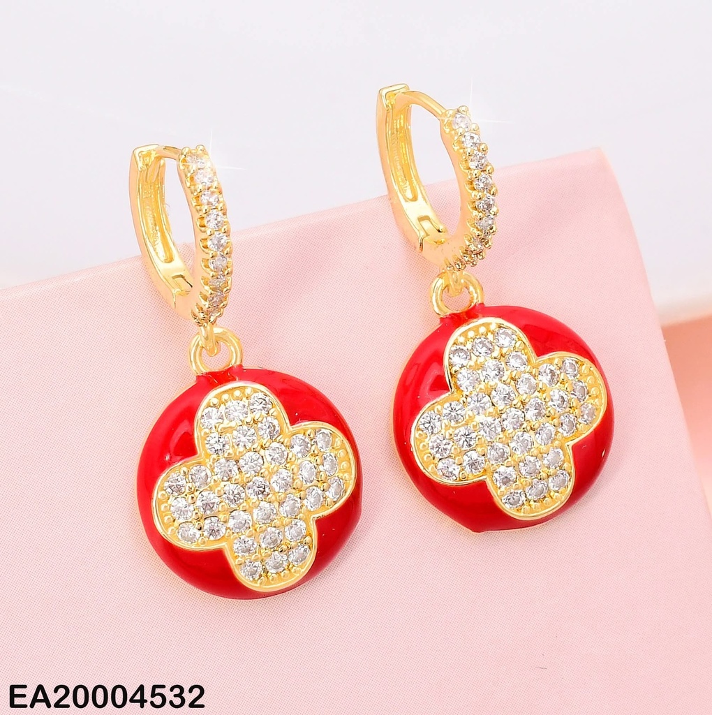 ARETES HUGGIES VAN CLEEF ROJO CENTRO ZIRCONIAS EE4079-9