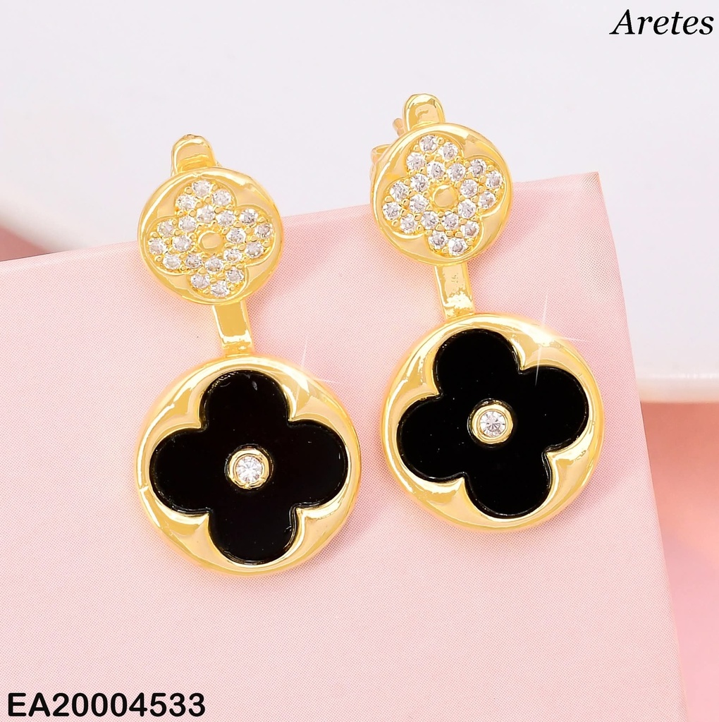 ARETES DOR VAN CLEEF DOBLE ZIRC. CIRSTAL/ NEGRO EE4145-9