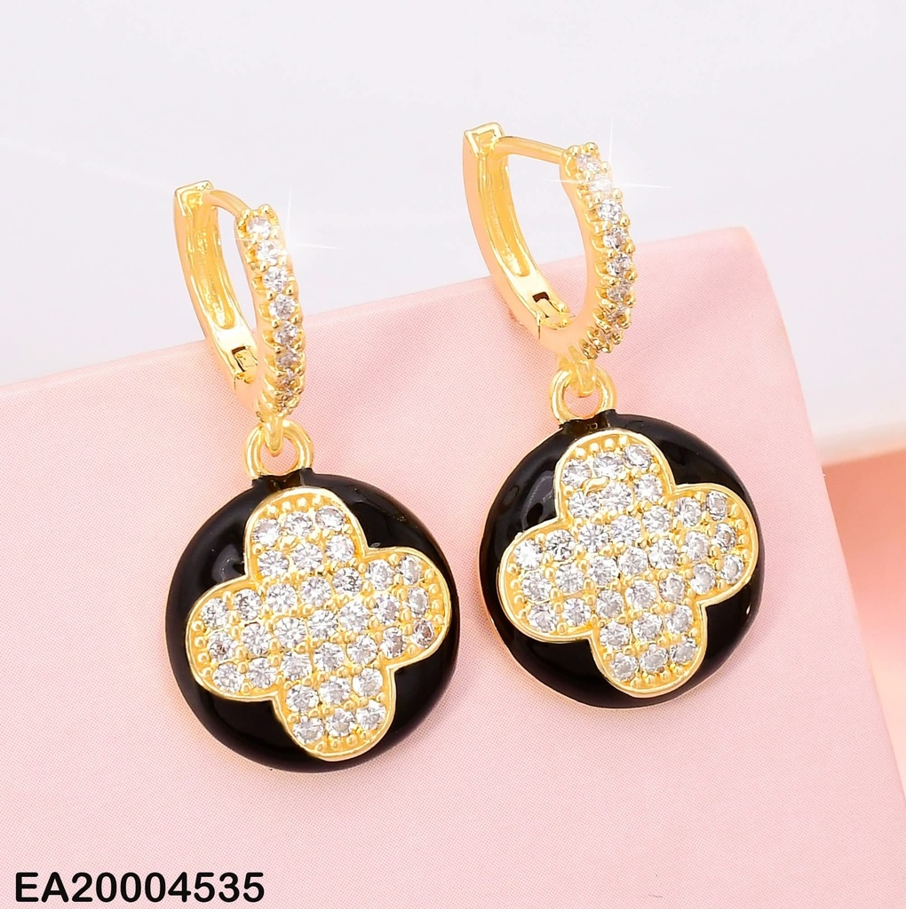 ARETES HUGGIES VAN CLEEF NEGRO CENTRO ZIRCONIAS EE4080-9