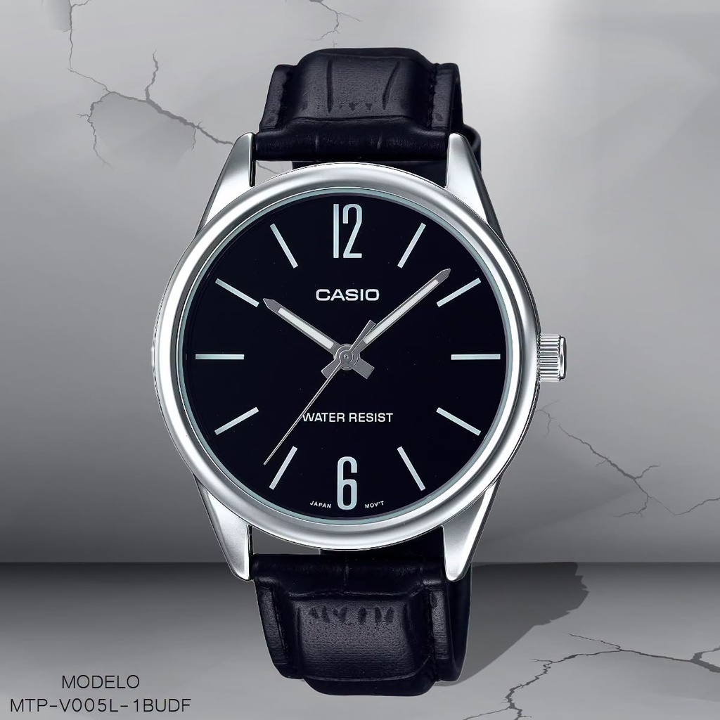 RELOJ CASIO ANALOGO CAB MTP-V005L-1BUDF CUERO NEGRO